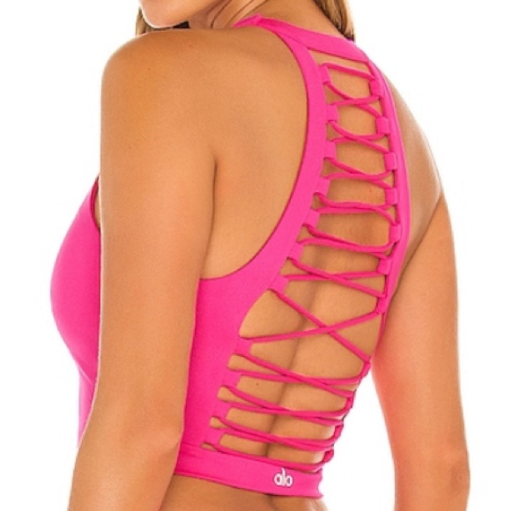 New alo Yoga Movement Sports Bra in Neon Pink Size Large